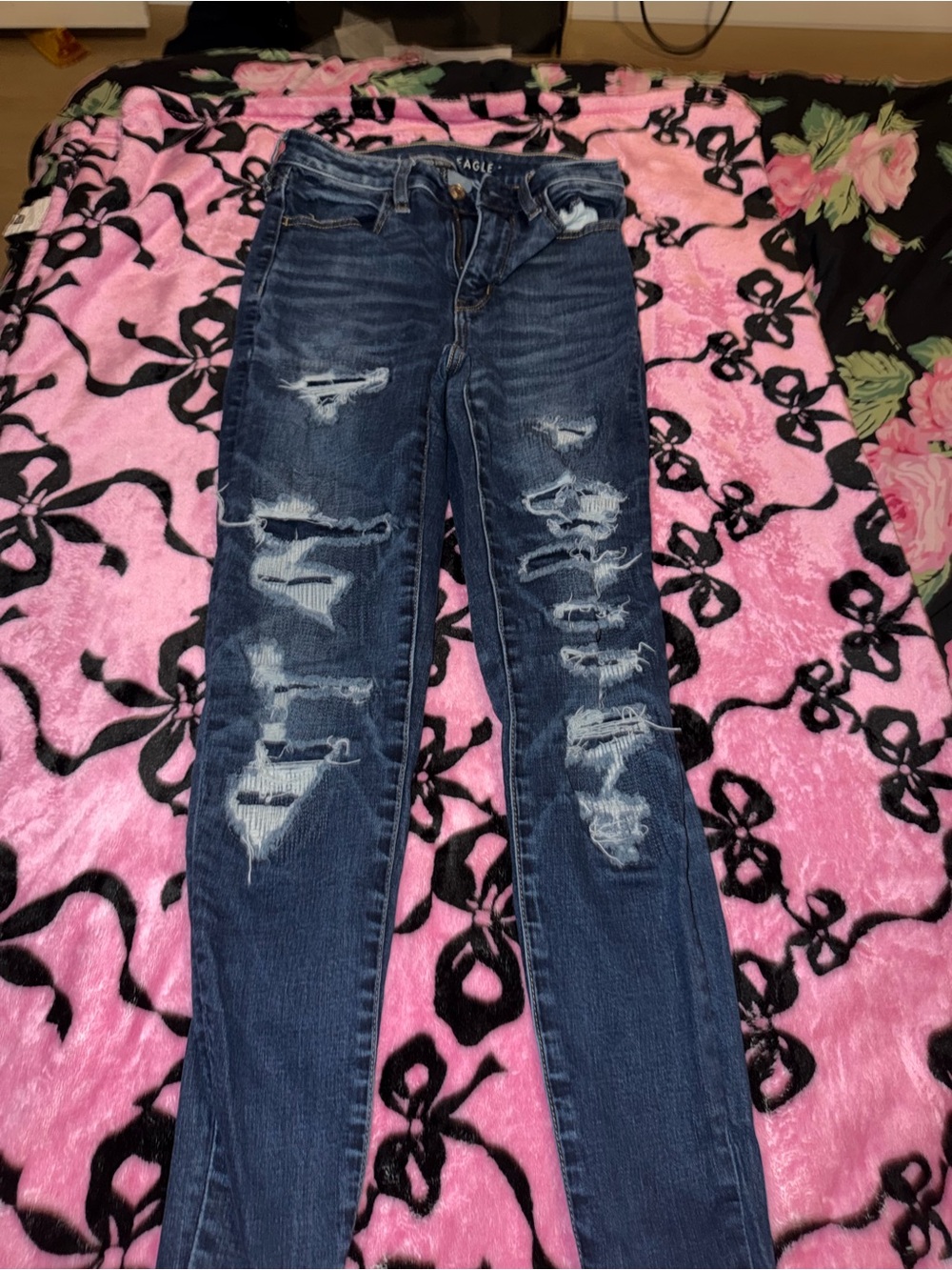 American Rag Distressed Skinny Jeans - Dark Blue